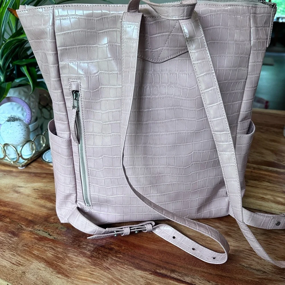 Freshly Picked Pale Pink Croc-Embossed Baby Bag